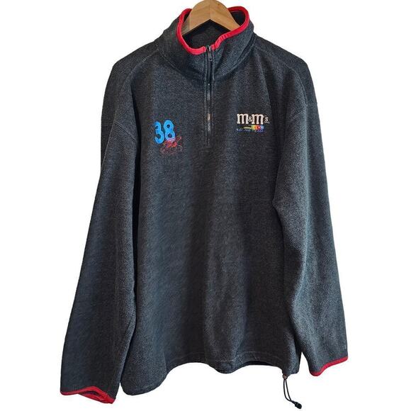 Vintage Robert Yates 38 1/4 Zip Fleece Nascar Racing Grey Sweater Mens Large - Picture 1 of 10
